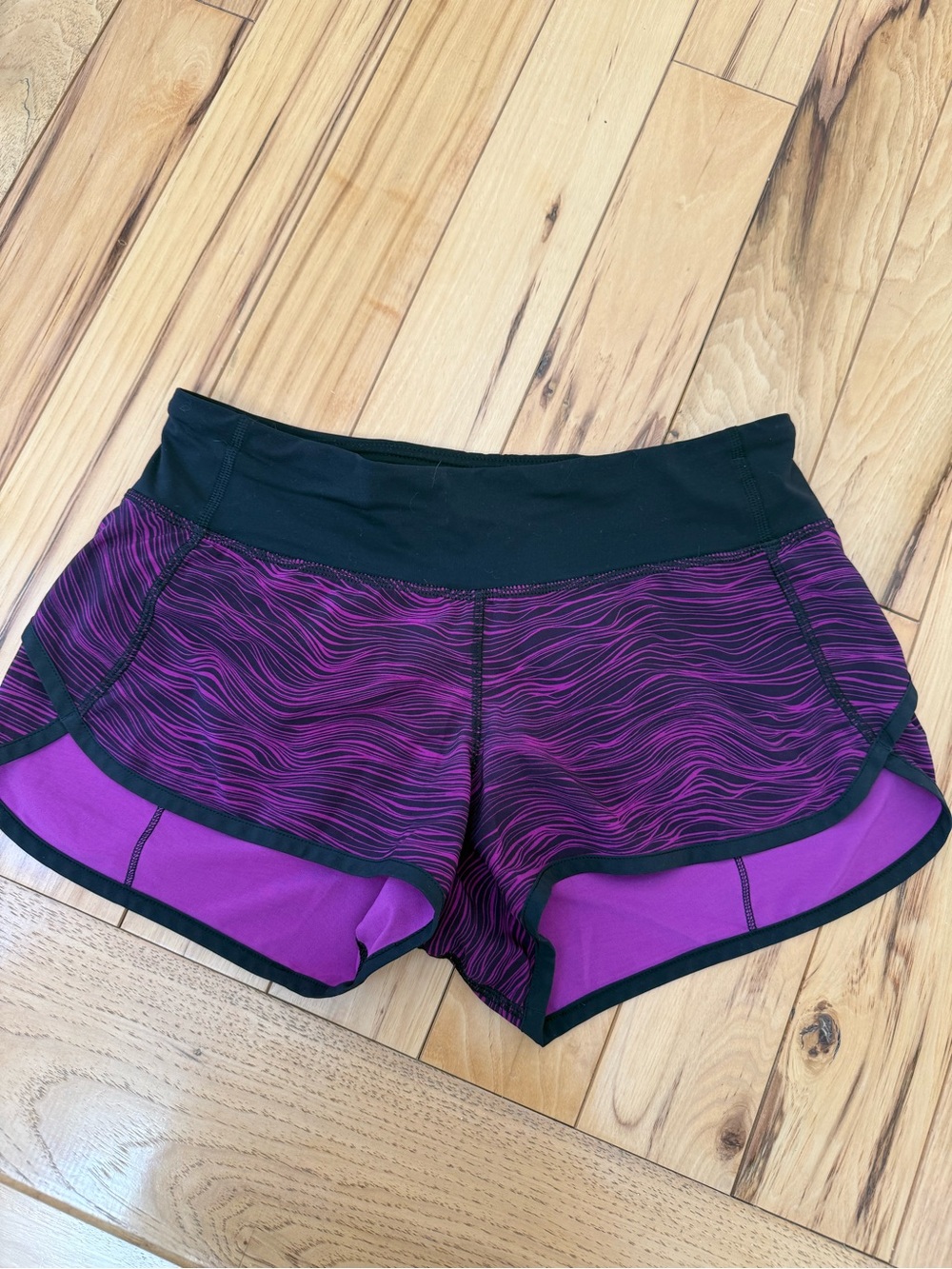 lululemon athletica Purple Wave Athletic Shorts with Black Waistband